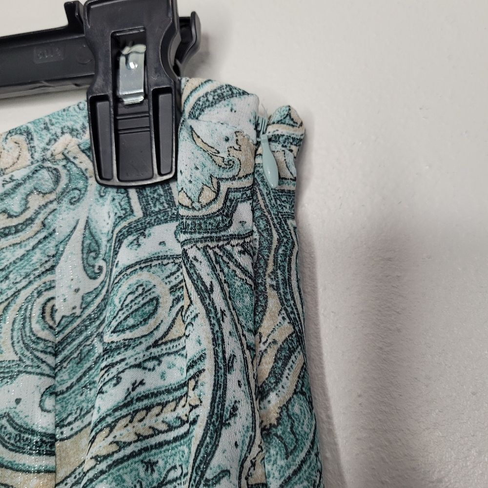 White House Black Market teal blue paisley abstract print flirty skirt size 10 - Picture 4 of 8